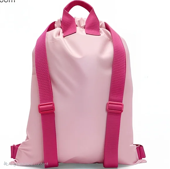 Essential Cinch Backpack (Pink Colorblock) - Picture 2 of 4